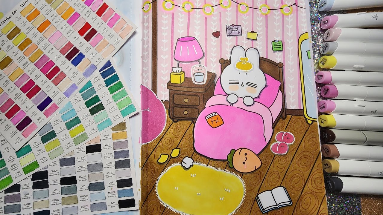 Color with me using alcohol markers |Pocket Peaches 🍑 🐰