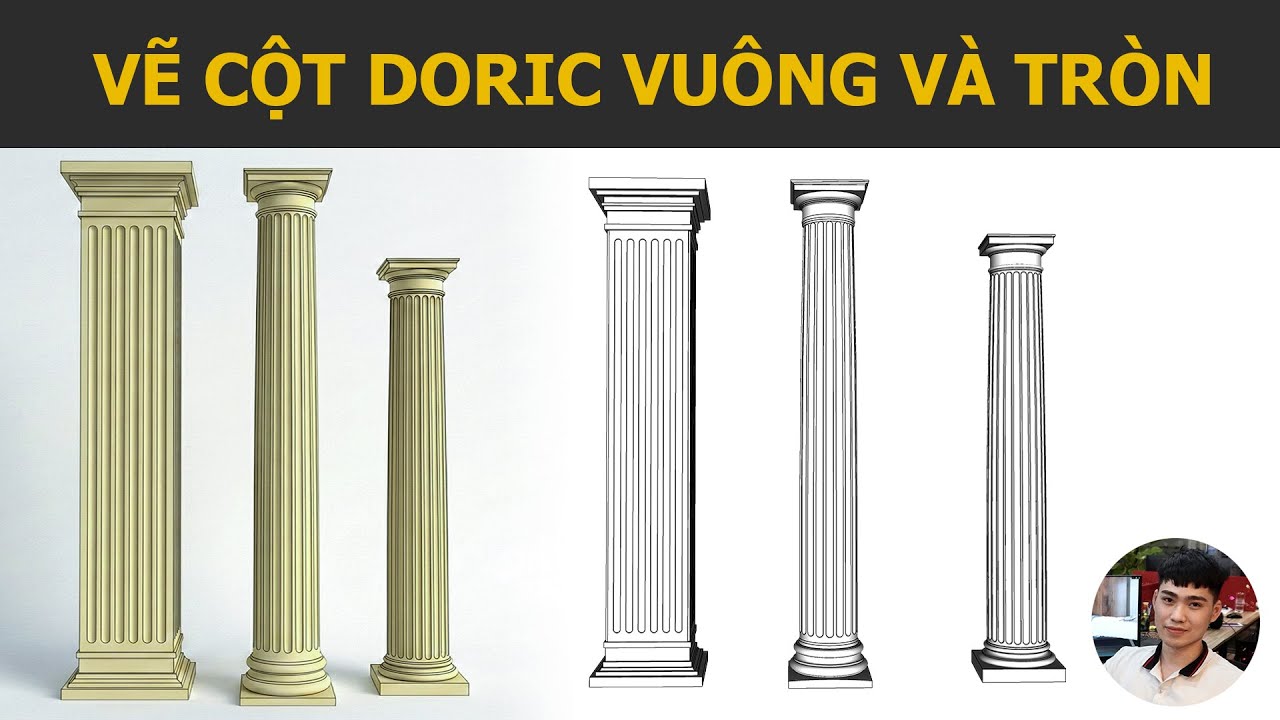 Cách vẽ thân cột Doric cổ điển bằng Sketchup