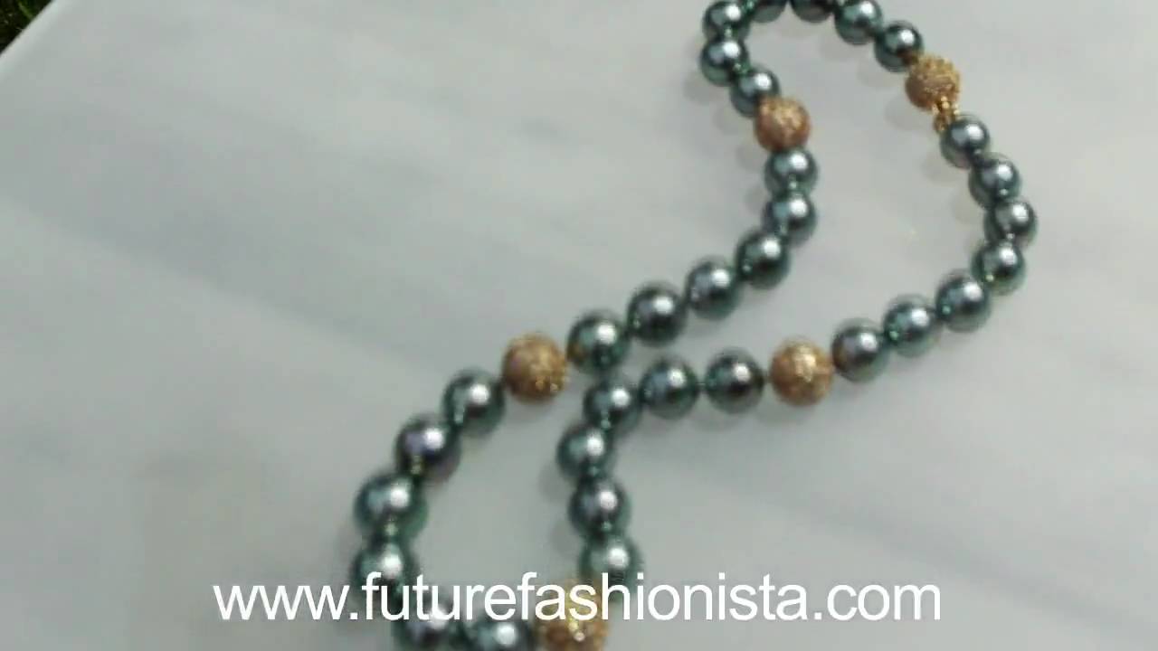 Teal Blue Tahitian Cultured High luster Pearl Strand 10 x 12.7