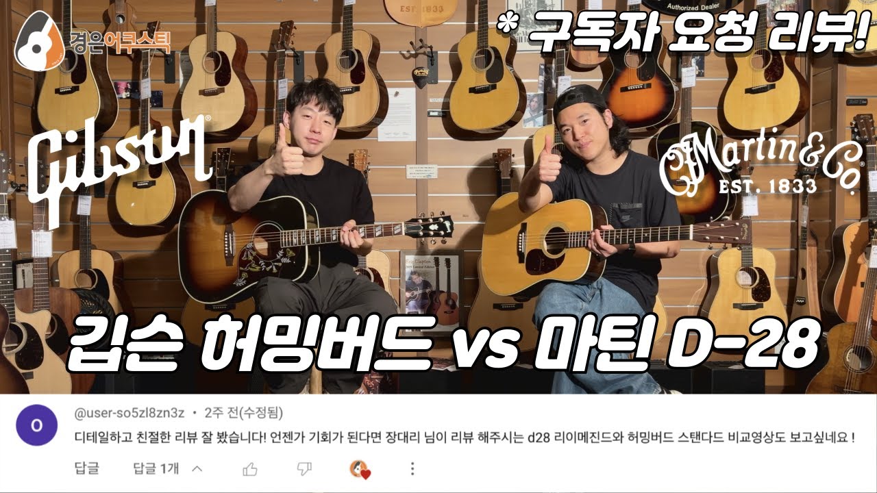 마틴 D-28 vs. 깁슨 허밍버드 스탠다드 비교 (Martin D-28 vs. Gibson Hummingbird Standard Guitar)