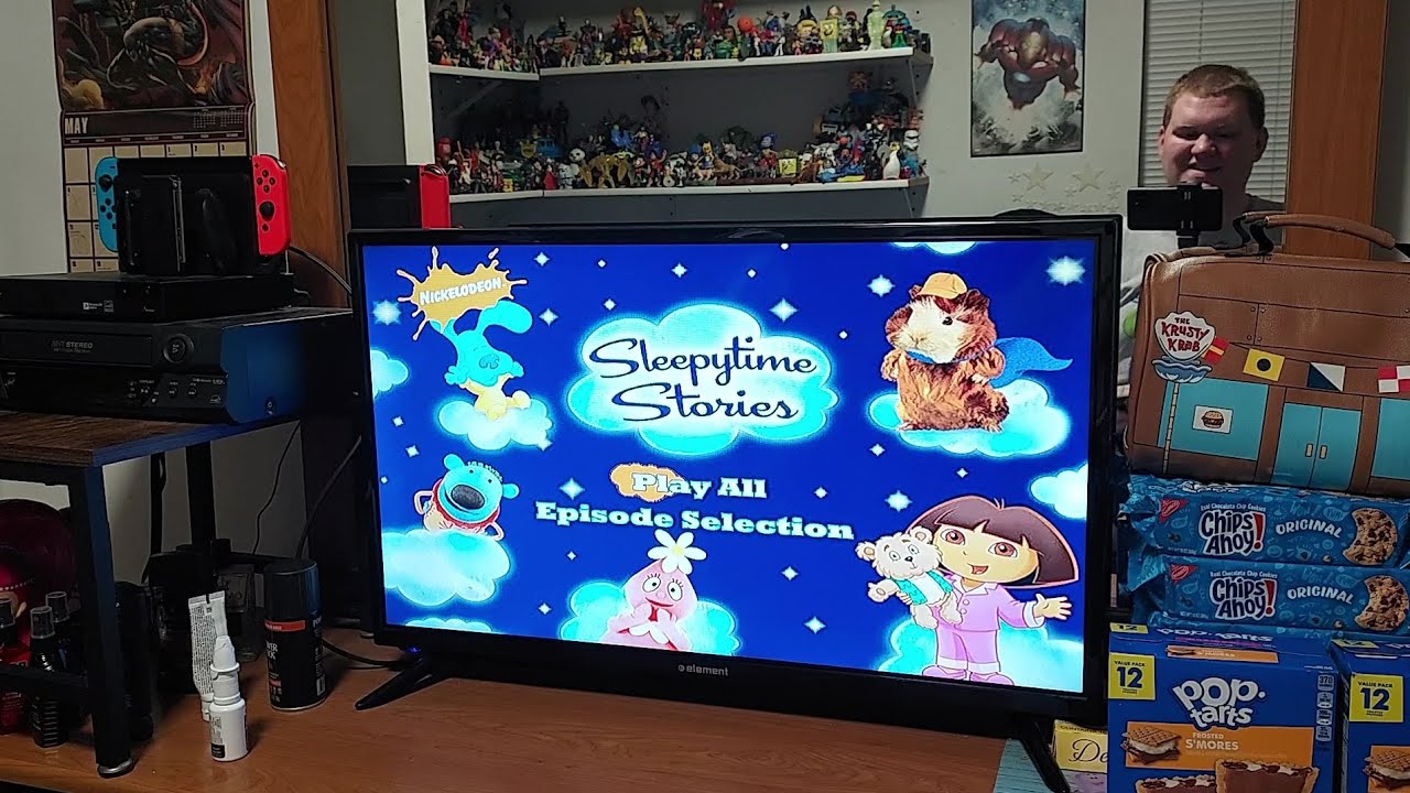 Меню пошагового руководства по DVD-диску Nickelodeon SleepyTime Stories 2008 года🌙😴🛏💤🧸