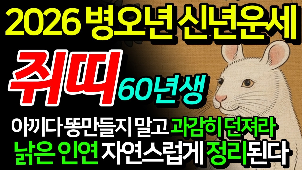 (소름돋는 기적) 60년 쥐띠 신년운세 경자생 2026년부터 '이렇게' 한번 해보세요