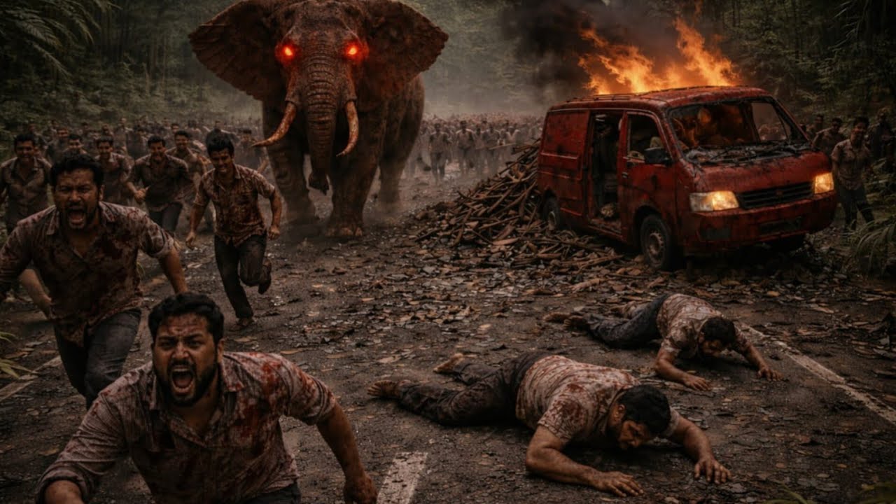 “Terrifying Moment: Wild Elephant Attacks Van — Driver Escapes Death!” #elephantattack #wildlife
