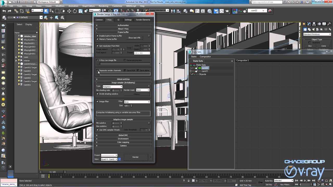 Programar el render de todas las cámaras en escena 3ds Max / V-Ray