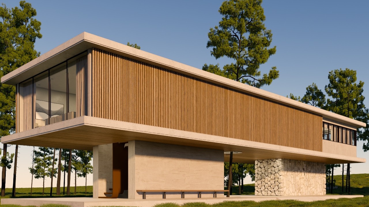 This suspended house floats between the trees!