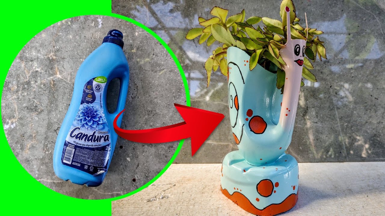 Diy - Transformei VIDRO DE AMACIANTE em um VASO CARACOL!!!