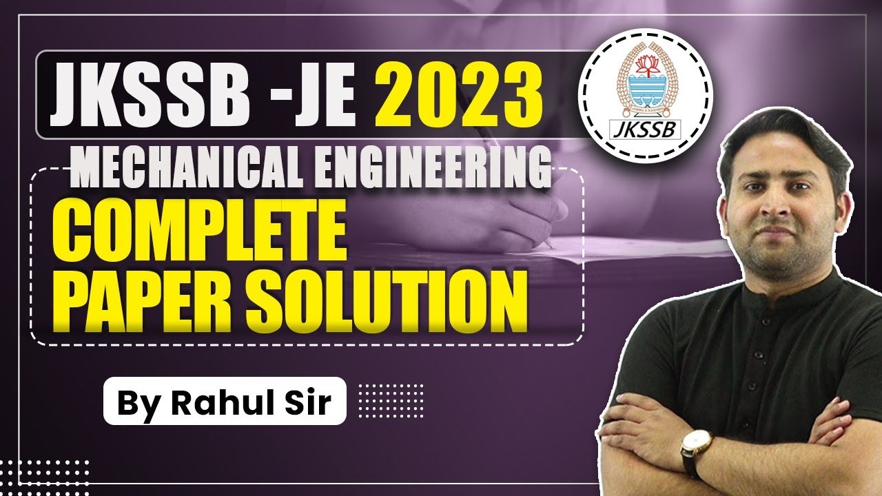 JKSSB JE Paper Analysis | JKSSB JE 2023 Answer Key | JKSSB JE Mechanical