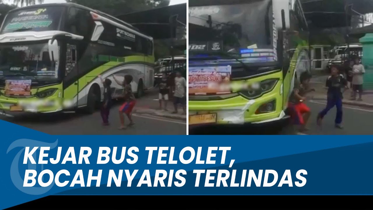 HADANG BUS MINTA STICKER, Bocah Terjatuh Masuk Kolong Nyaris Terlindas