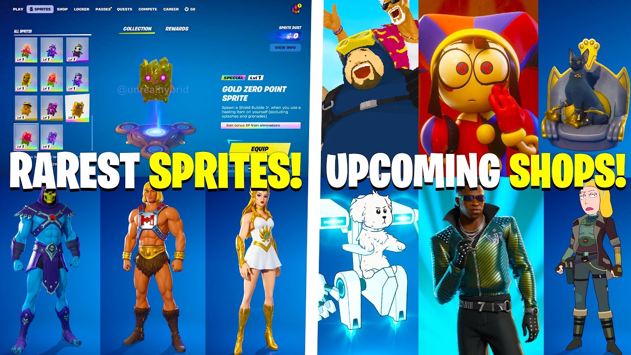 Самые редкие спрайты в Fortnite! (Все предстоящие релизы в магазине и коллаборации!)
