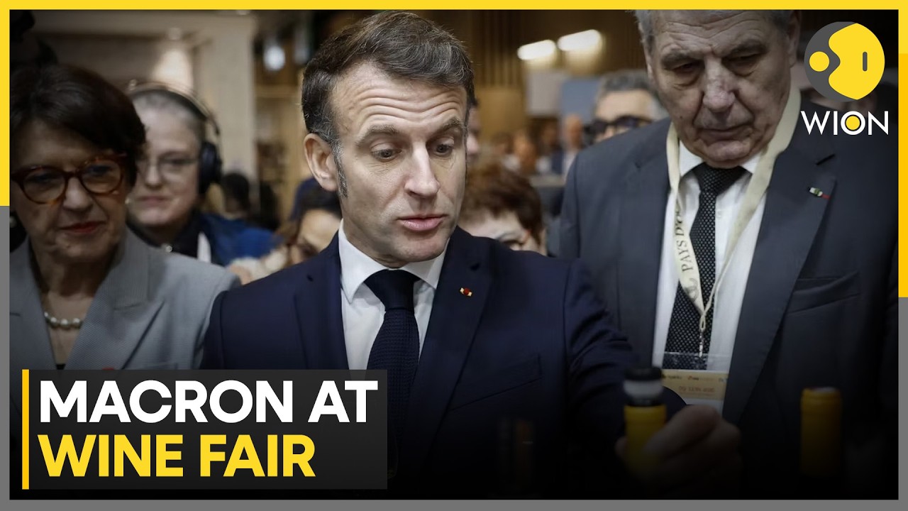 French President Macron Visits Paris Wine Fair, Receives 'For Sure' Labeled Wine | WION