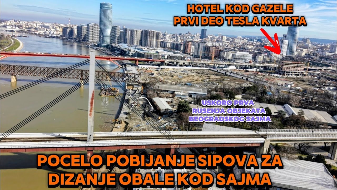 Beograd na vodi kod Beogradskog sajma diZanje obale na meru Promenade,Hotel prvi deo Tesla kvarta