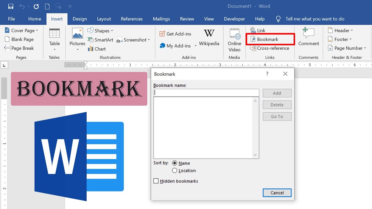 How to create Bookmarks in Microsoft Word