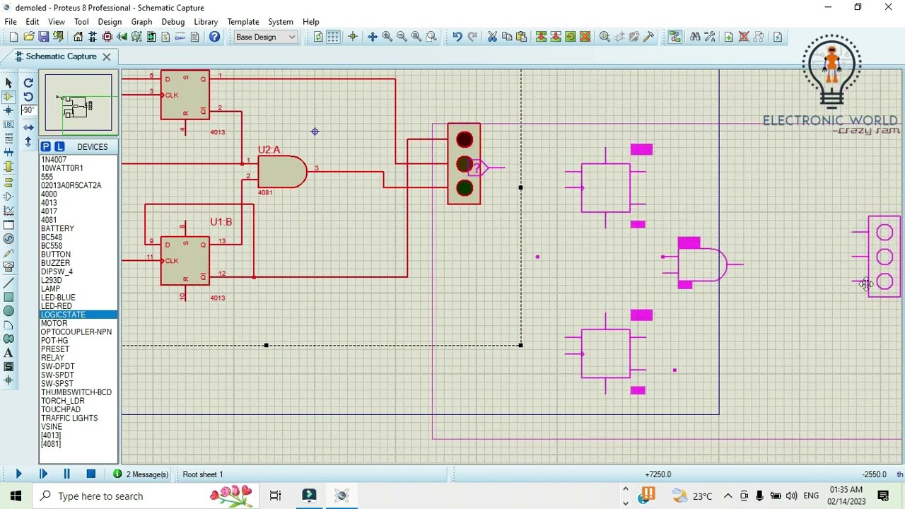 Traffic lights using d flip flop #learning #flipflops #electronic #proteus #proteus8