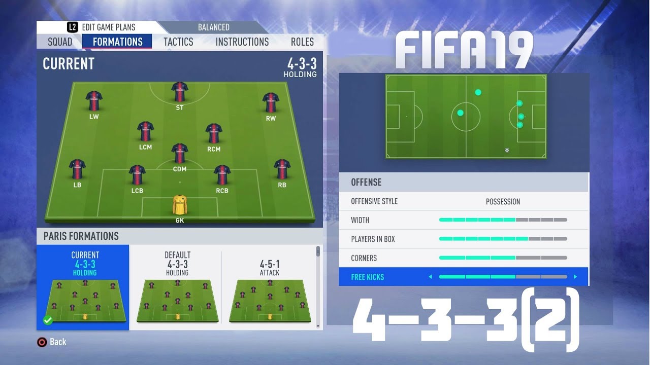 Fifa 19 Best Formation (4-3-3(2)) Tutorial - Best Custom Tactics & Instructions & More!!