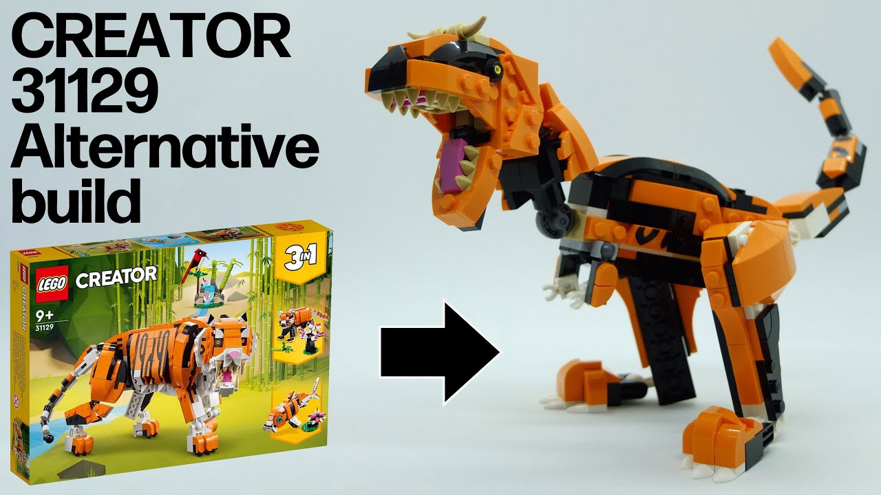 LEGO カルノタウルスの作り方  CREATOR 31129 野生のトラ 組替え MOC Tutorial 