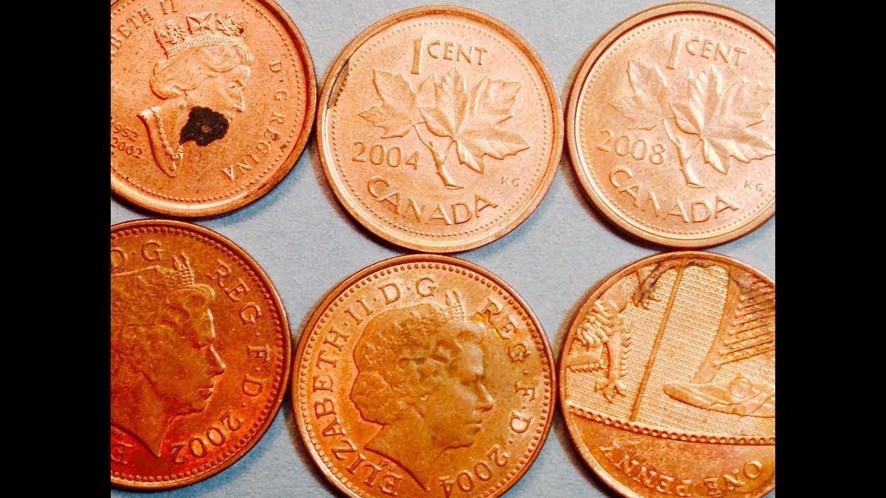One Penny Coins: 2002, 2004, 2008 Canada & UK