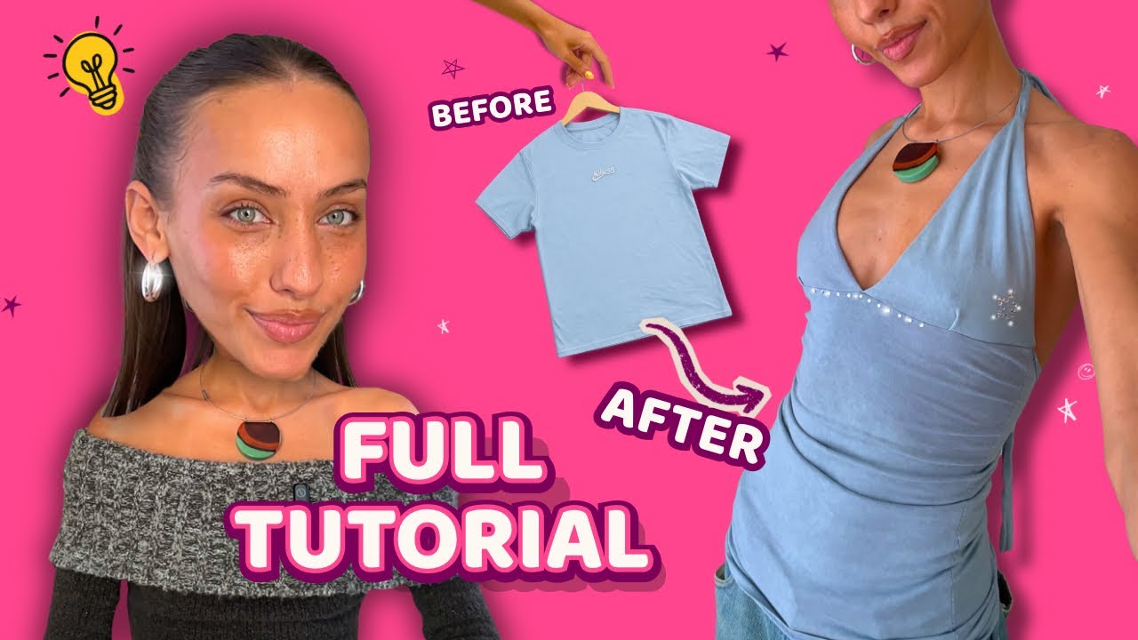I Finally Made a Tutorial for This Viral T-Shirt Thrift Flip (Halterneck Cami)