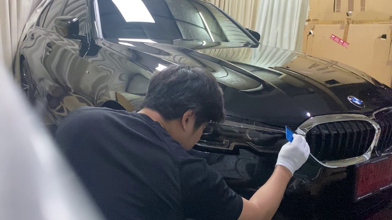 bmw G20 smoke tint film headlight