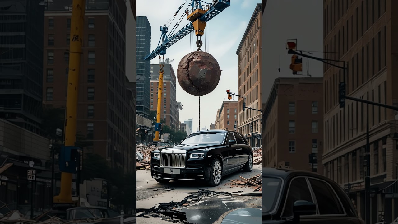 Wrecking Ball Smashes Luxury Car