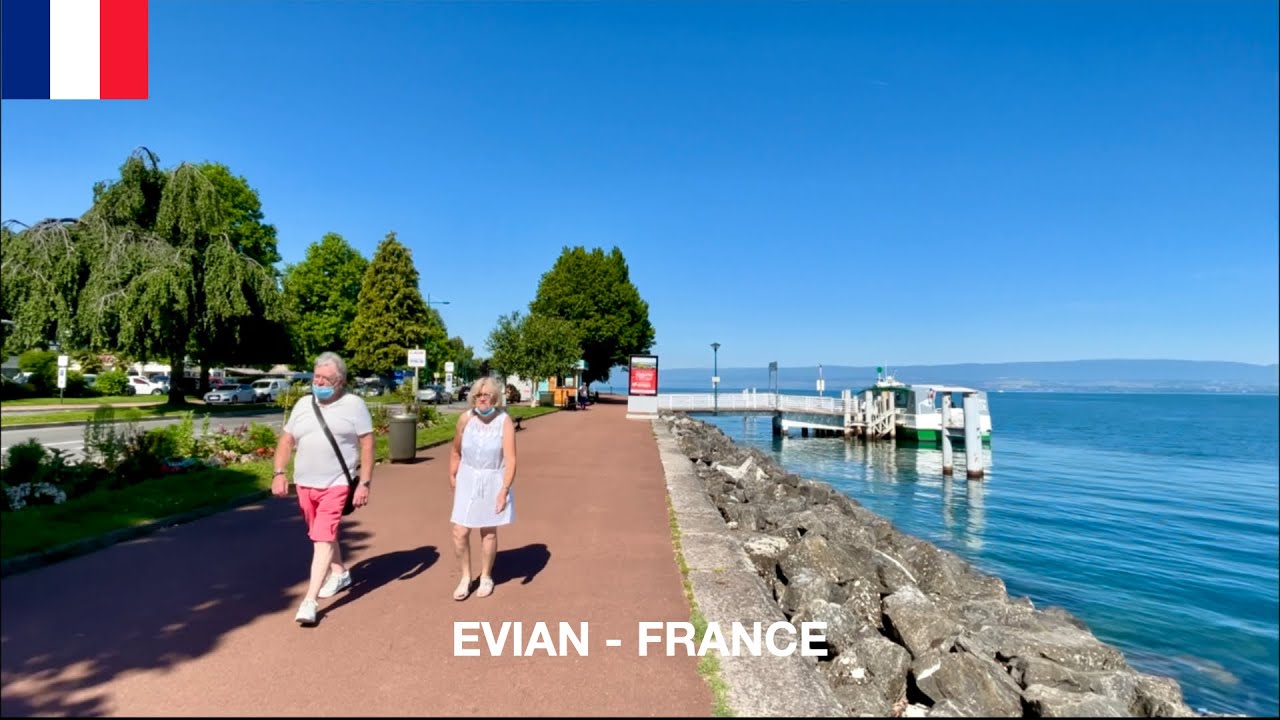 Evian Town Center in France, Summer [4K HDR]