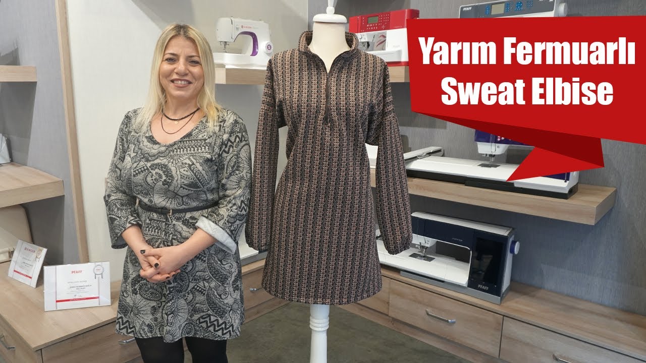 Yarım Fermuarlı Sweat Elbise Dikimi