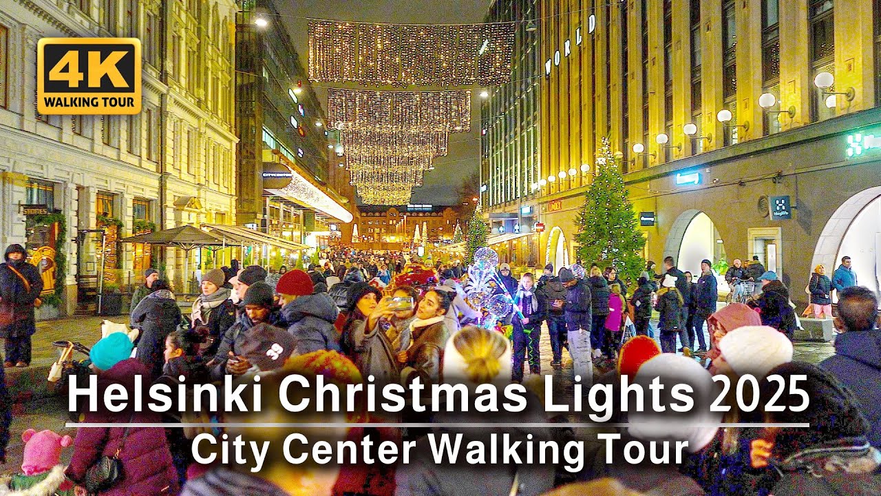 Helsinki Christmas Lights 2025 Walking Tour [4K/Binaural]