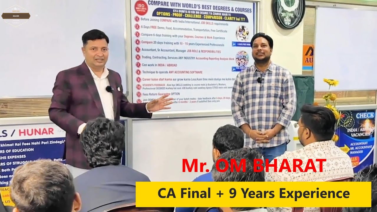 Mr. OM BHARAT CA Final + 9 Years Experience | Review – Major Accounting Course 7995818168