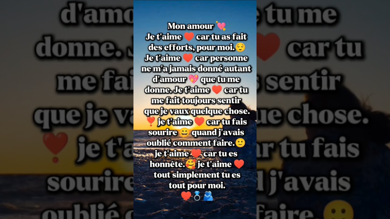 Je t'aime #amour #citation #po&egrave;mes #lettre #message #love #short