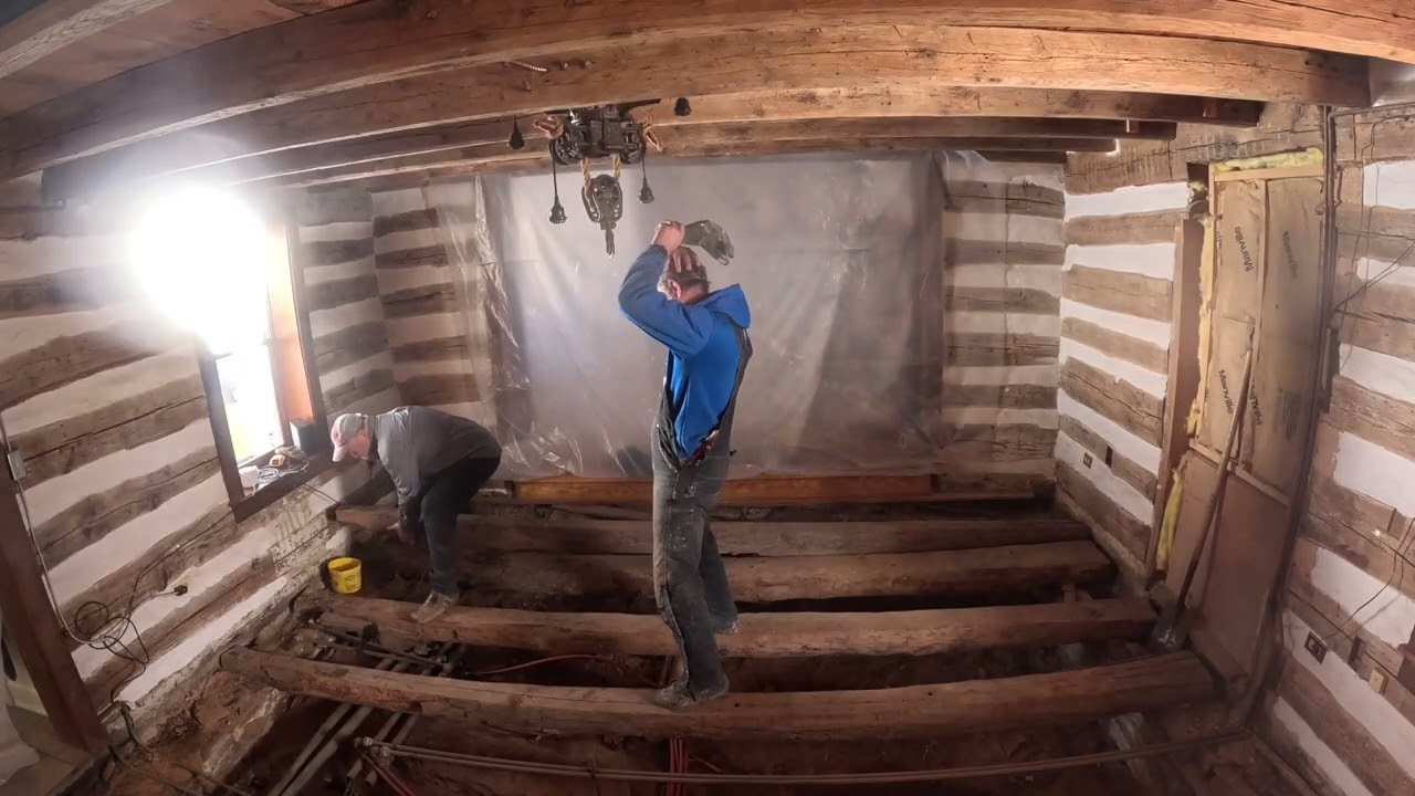Log Cabin Clearing the Way to Remove 200-Year-Old Beams