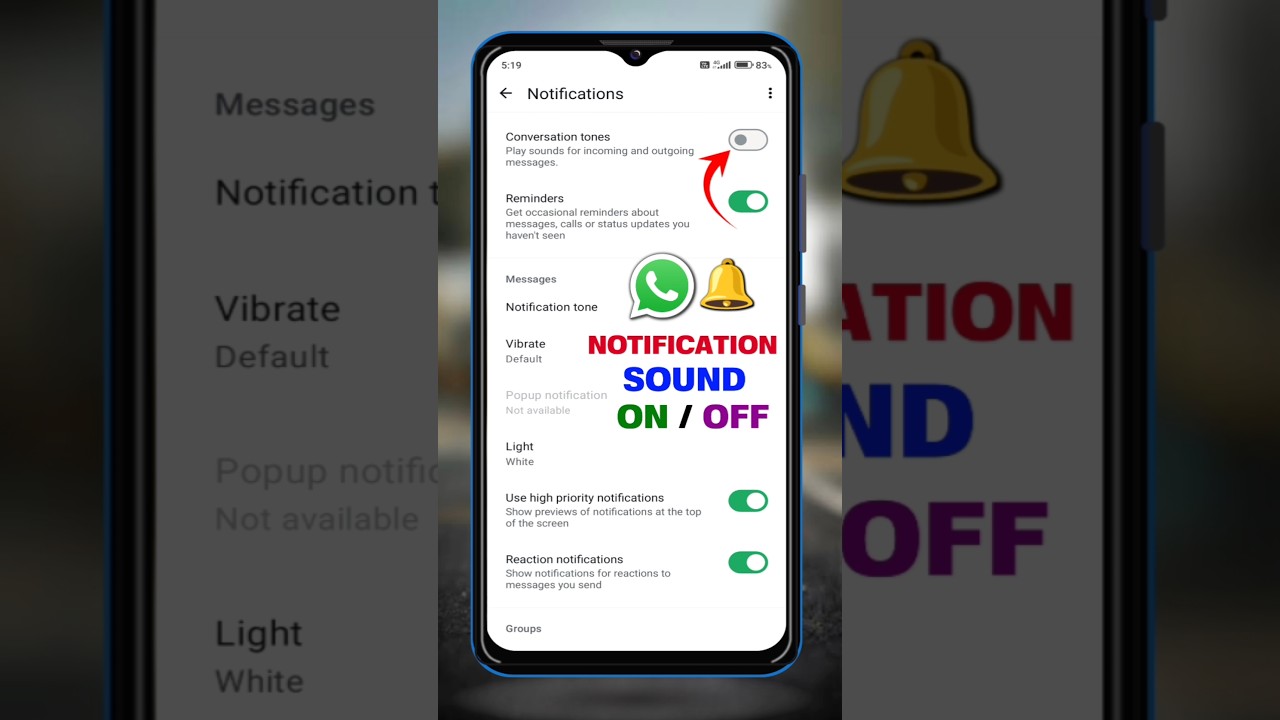 👆Whatsapp Notification Sound On /Off ⚡Whatsapp Notification Sound Problem #shorts #whatsapp #mobile