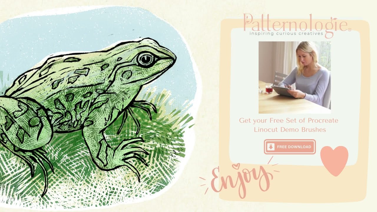 How to create linocut art on Procreate with The Patternologist - Free Demo Brushes!