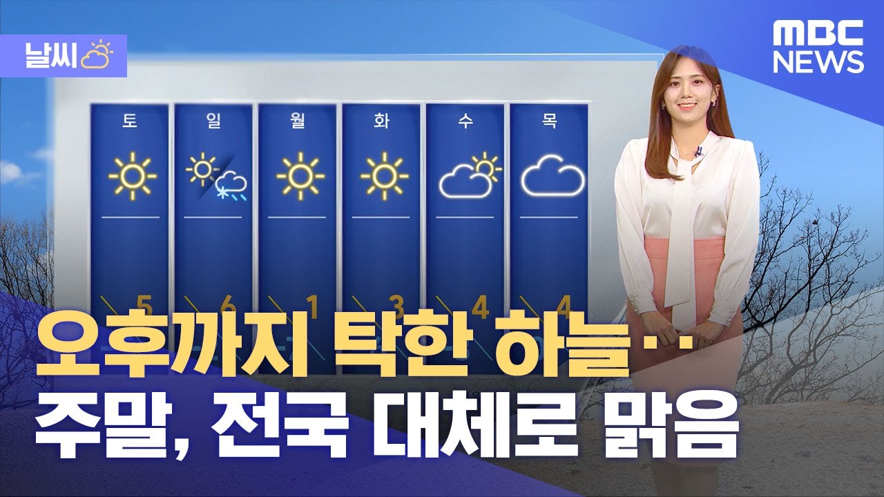 [날씨] 오후까지 탁한 하늘‥주말, 전국 대체로 맑음 (2024.01.12/뉴스투데이/MBC)