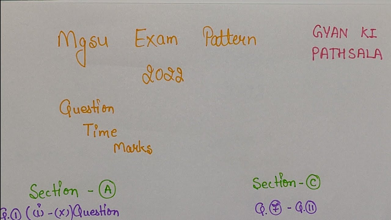 Mgsu Exam Pattern 2022 | Mgsu New Exam Pattern 2022