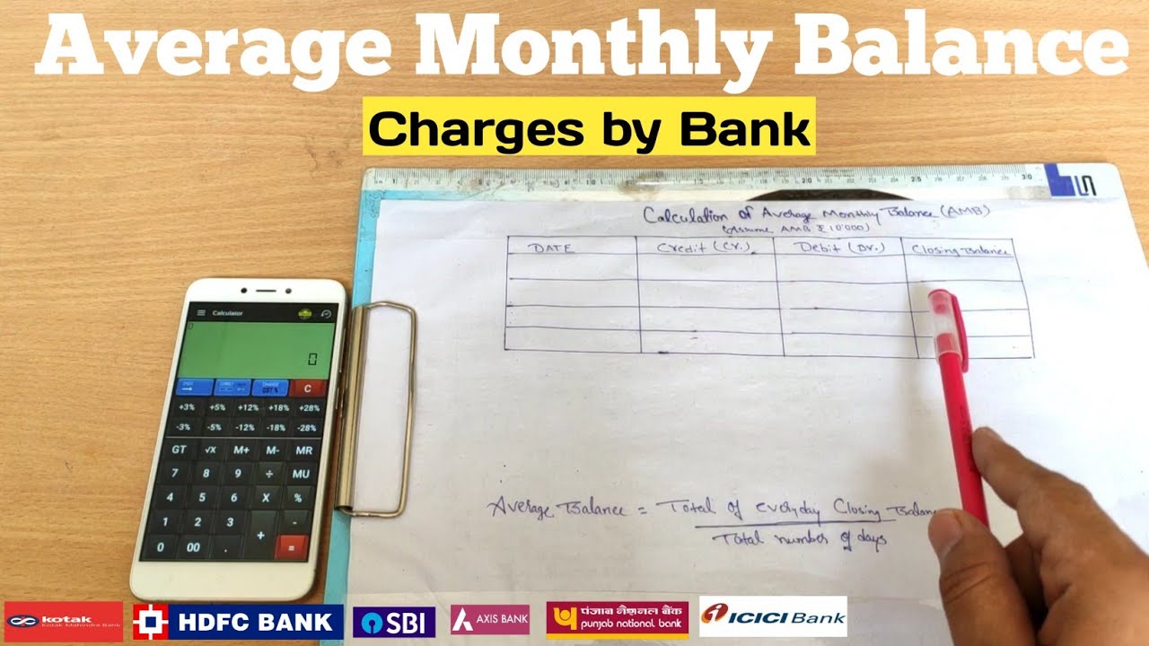 How to Calculate Average Monthly Balance in Bank  |  AMB Balance Charges by Bank