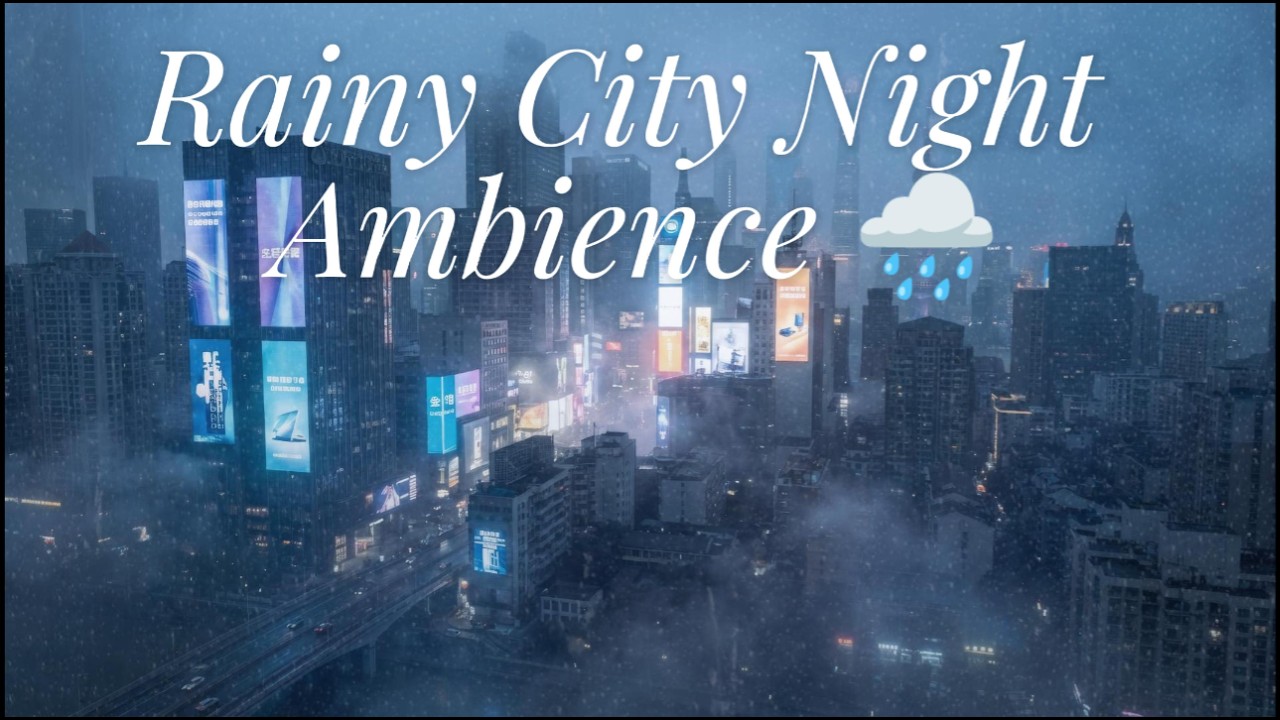 Rainy City Night Ambience 🌧️ Relaxing Urban Rain Sounds for Study & Focus (3 Hours, No Music)