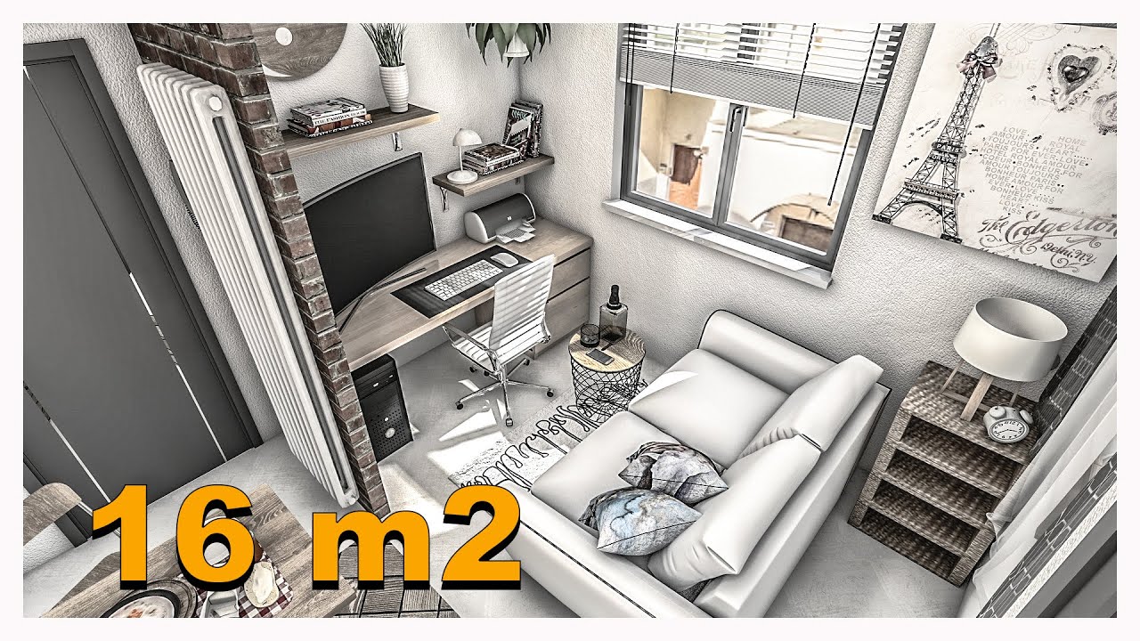 ANIMAZIONE 3D REALIZZATA CON BLOP HOME : Vivere in 16 m2  monolocale  per un studente universitario
