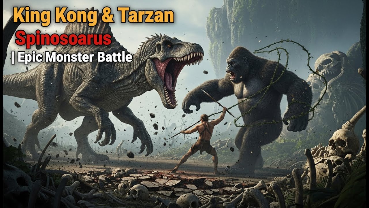 king kong tarzan vs spinosaurus epic monster battle