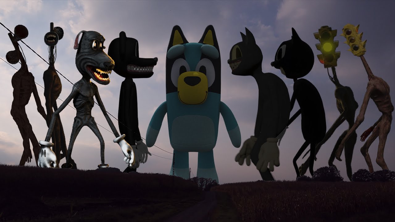 TEAM Siren Head VS TEAM Cartoon Dog VS Bluey VS TEAM Cartoon Cat VS TEAM Light Head