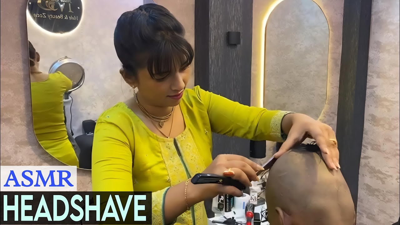 ASMR HEADSHAVE BY KOLKATA FEMALE BARBER || MISS BARBER