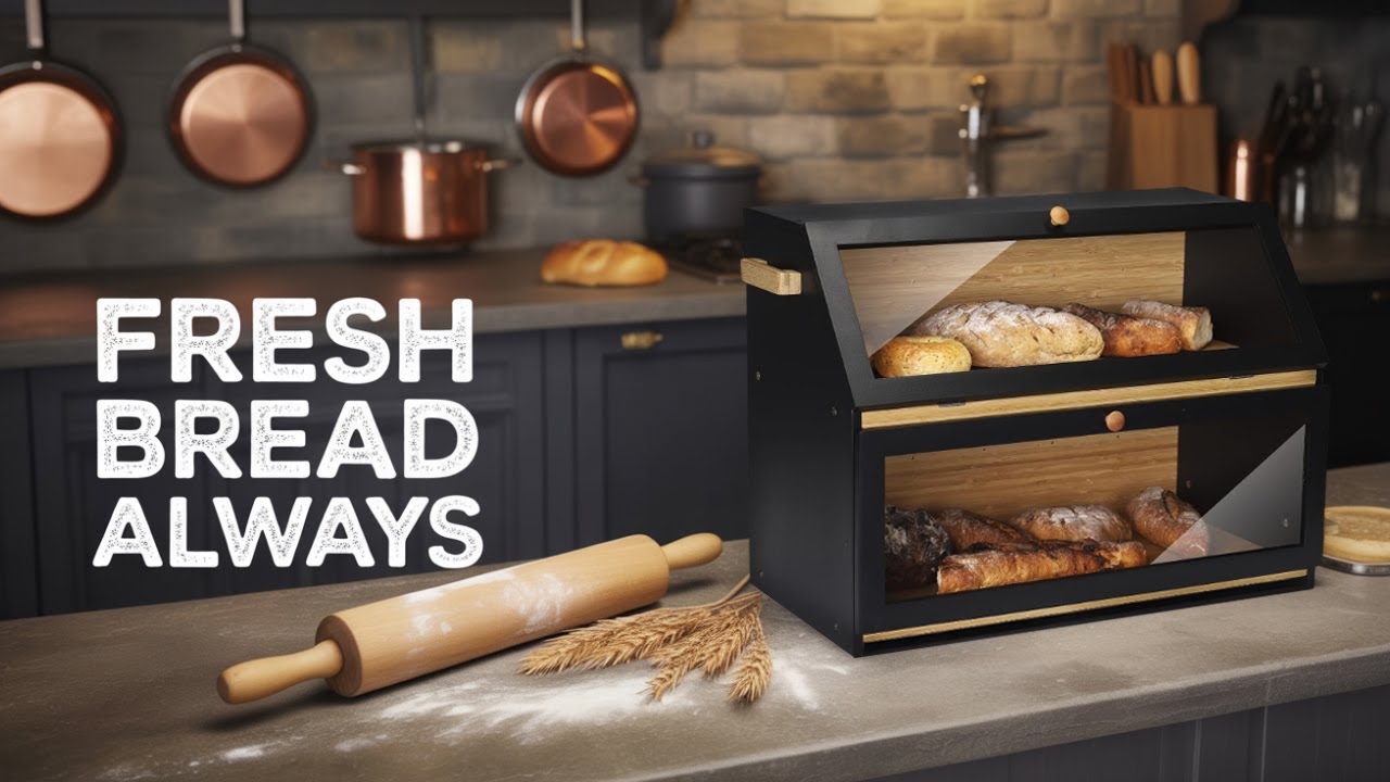 Bamboo Large Capacity Bread Storage Bin Unboxing & Assembly  Cutting Board Included! 🍞