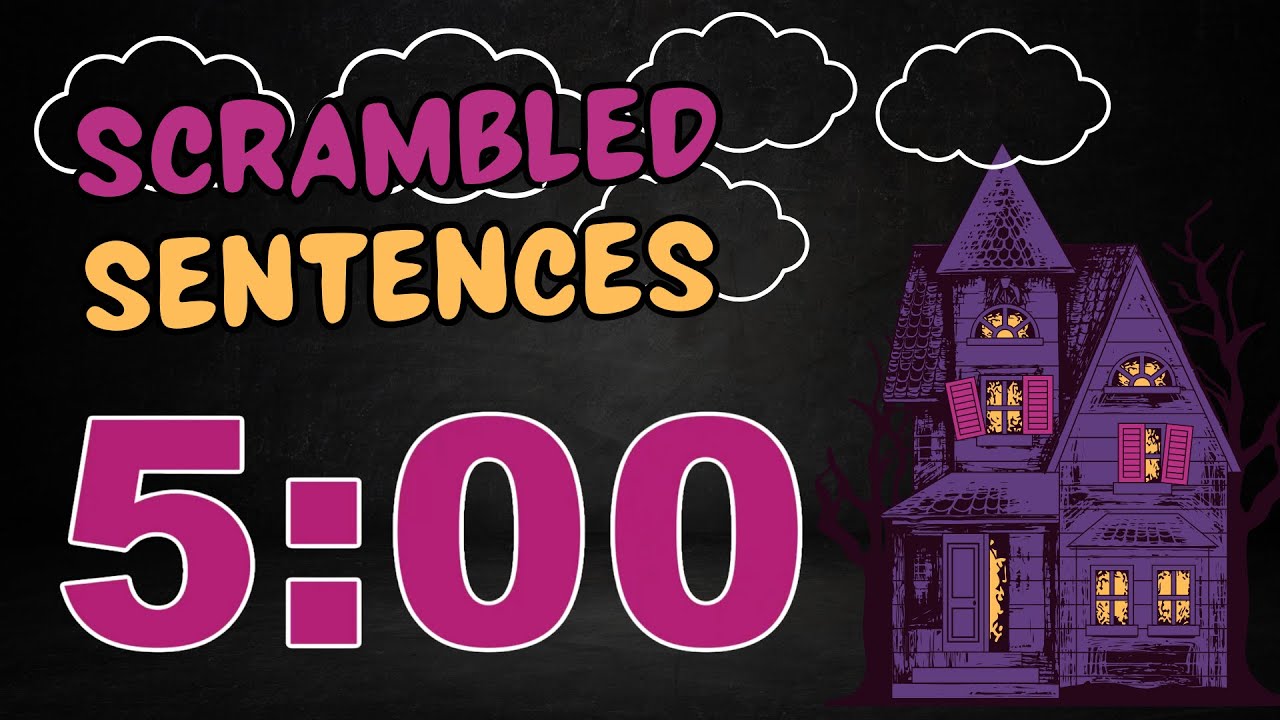 5 Minute Halloween Countdown Timer with Scrambled Sentences Classroom Activity & Music 🎃🎵