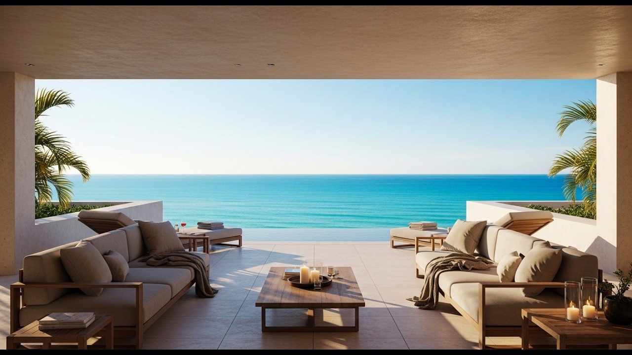 Design AND Home decor INSPIRATION (4K)  | Rooftop Lounge With Open Ocean Horizon