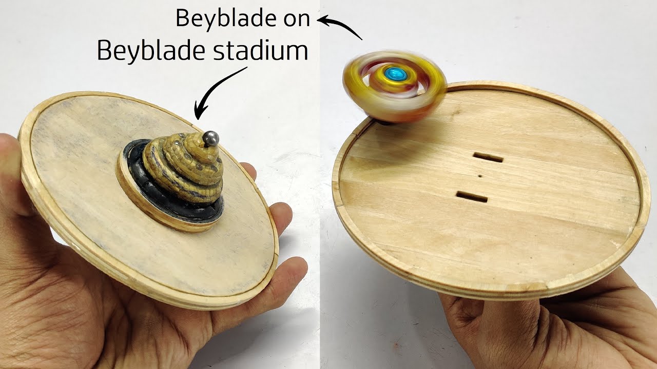 Building Beyblade Stadium over a Beyblade & launching Beyblade on beyblade