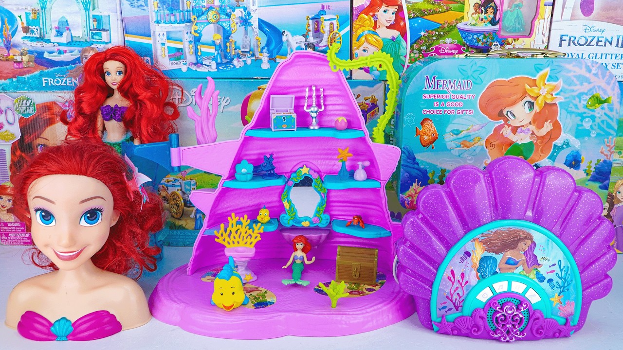 Disney Princess Toys Collection Unboxing | Disney Princess Ariel Mermaid Castle Toys 🐚💜 | ASMR Toys