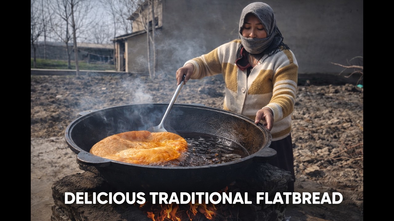 Village Cooking in Uzbekistan | Giant Bread Fried in a Kazan & Traditional Plov