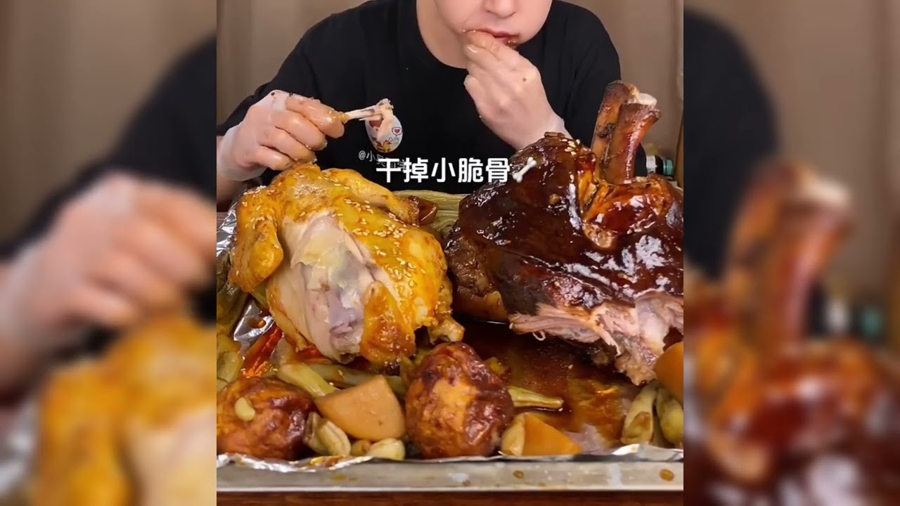 ASMR MUKBANG | 🍖Delicious huge pork elbow! Baked chicken! Tiger skin eggs! A meat-free day!