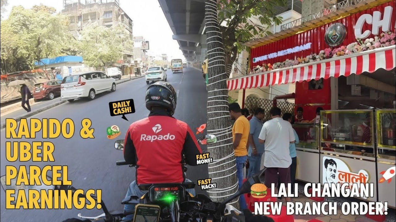 Rapido & Uber Parcel Earning 💸 | Lali Chhangani New Branch Se Order! 🍔 | Kolkata Motovlog