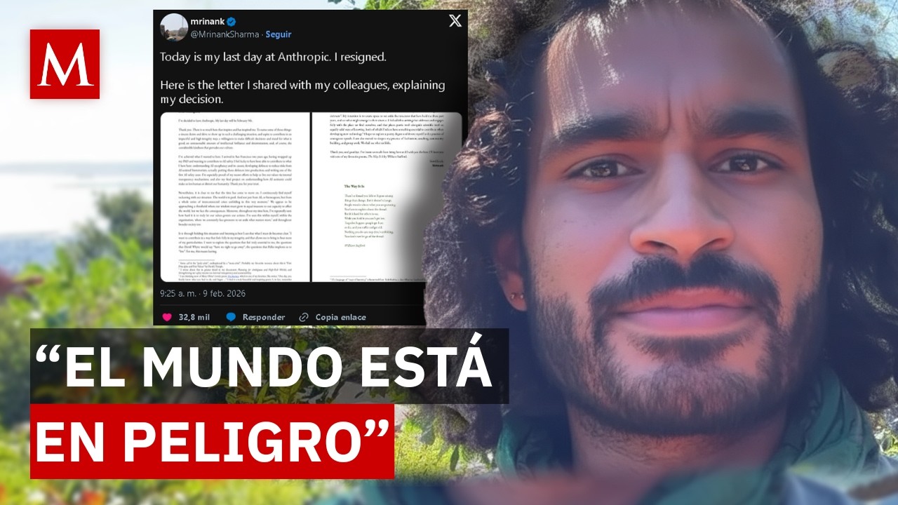 Investigador de IA renuncia a Anthropic y advierte riesgo global por la inteligencia artificial