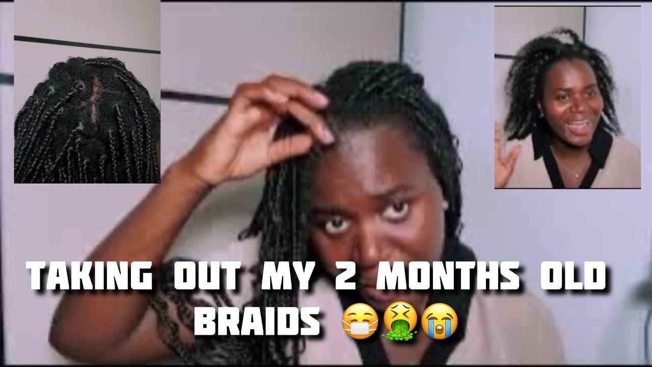 Unbraiding my 2 months old braids 😷