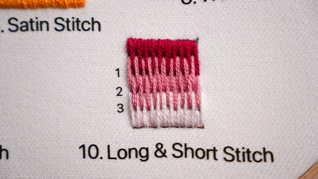 How to Long and Short Stitch - hand embroidery stitches for beginners -How to quick video tutorial.